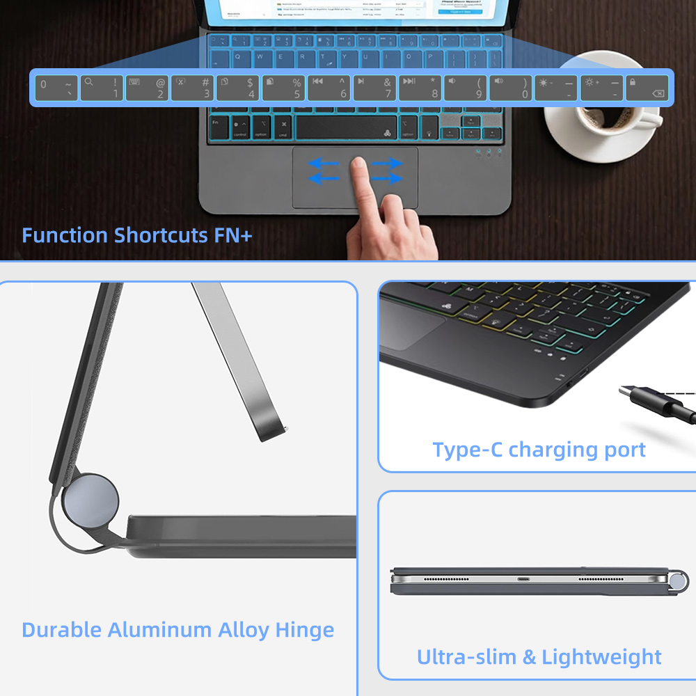 Capa com teclado sem fio retro - Tablet Keyboard Case avaliação e preço
